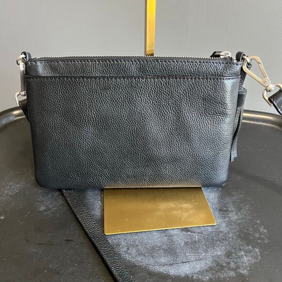 J Jill Perfect Convertible Crossbody Purse Black Pebbled Leather Bag - Picture 3 of 9